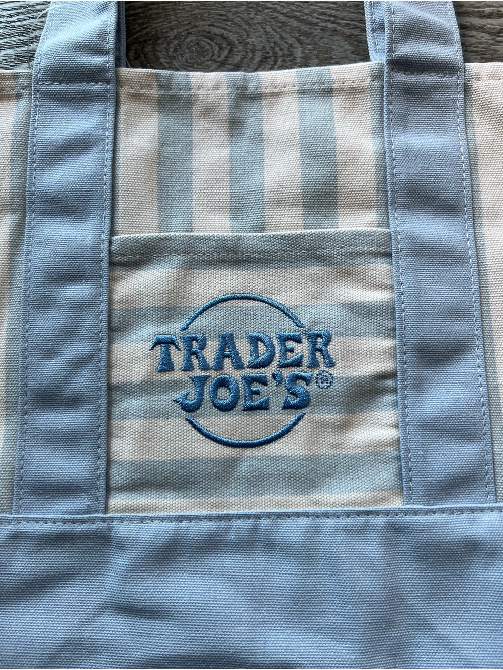 NWT Trader Joe's Mini Striped Canvas Tote Bag - Picture 2 of 4